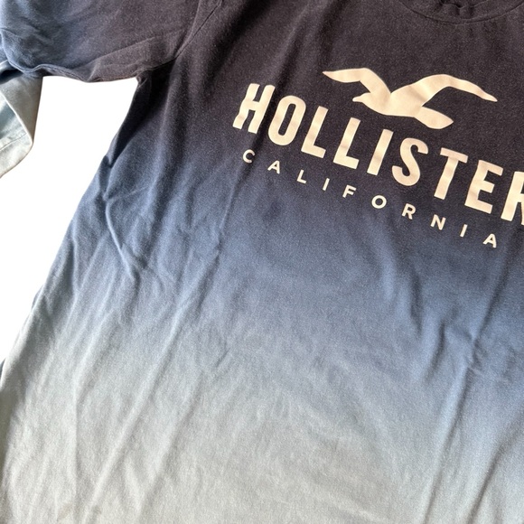 Hollister California Ombré Gradient Logo Long Sleeve Tee Shirt Men Sz Small Blue - Picture 5 of 12